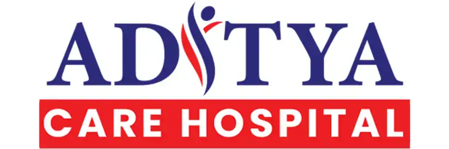Aditya care hospital logo with medical and healthcare branding for hospital services.